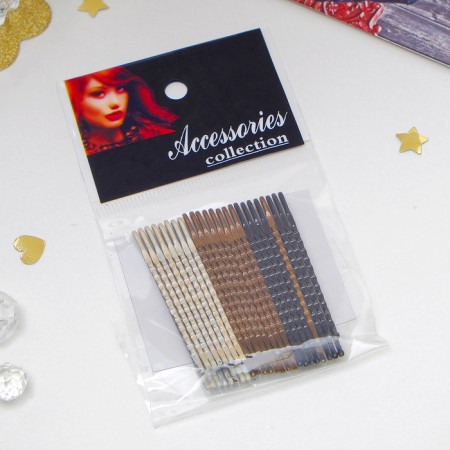 Invisible hair "Classic" (set 24 pcs) 5 cm, mix