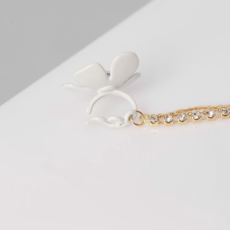 Earring "Kaff" Flower, chamomile, white color in gold-2