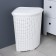 Corner underwear basket with a rattan lid, 60 l, 40 × 40 × 58 cm, white color