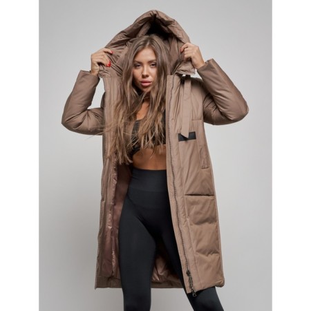 Coat insulated winter female, size 44, brown color-13