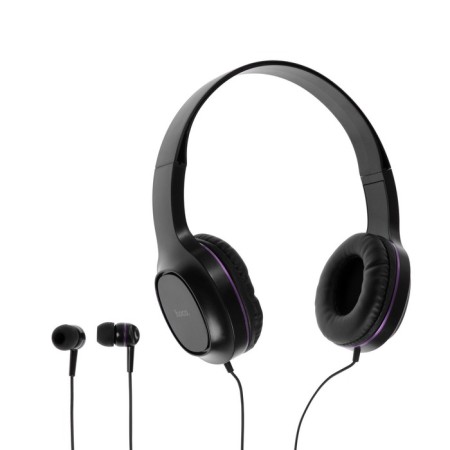 Hoco W24 headphone set, wired, overhead + vacuum, wired, purple-1