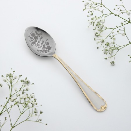A teaspoon spoon with an engraving “best mother”, in a gift box, 3 x 14 cm.-3