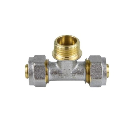 Aquasfera tee 7014-05, crimping, 32 mm x 1 "x 32 mm, external threads, brass