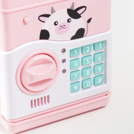 Piggy bank Plastic "safe. Layer" code castle, sound aa pink 13x12x19 cm-4