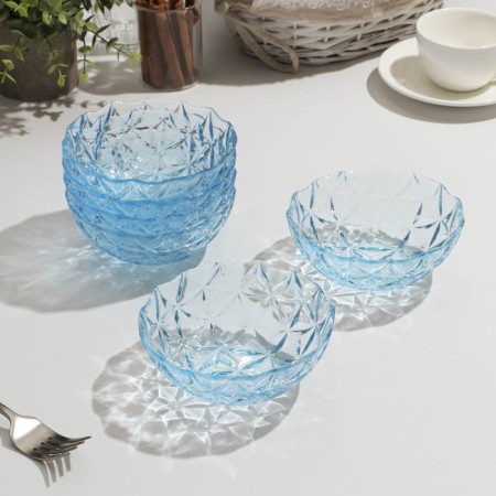 Set of salad bowls "Estrella", 6 pcs, 385 ml, d = 13 cm, blue color