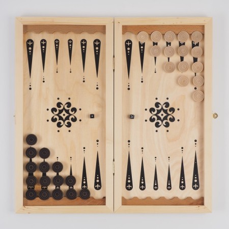 Bengal Tiger backgammon, wooden board 50 x 50 cm, with a field for playing checkers-1