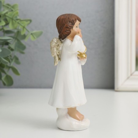 Polystone souvenir "Angel with a flashlight" Golden wings 4x4.8x13 cm-1