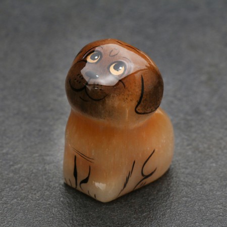 Souvenir "dog Mopsik", Selenite, 4x3x3 cm-1