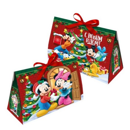 New Year. Gift box, folding, "Happy New Year", 27x23x15 cm, Mickey Mouse-1