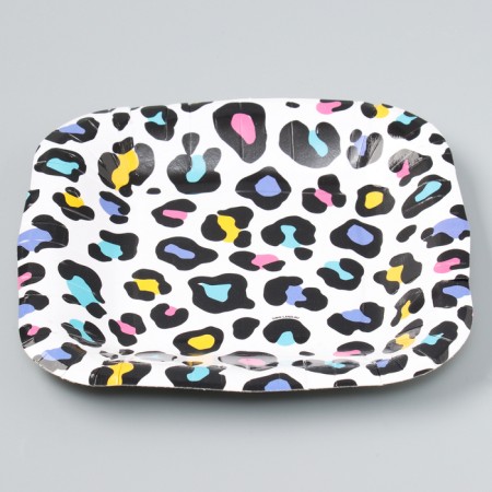 Disposable plate paper square "leopard", bright, 16.5x16.5 cm-2