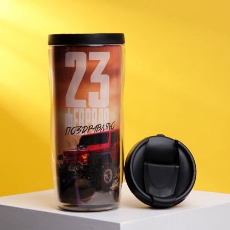 Thermost man with the insert “Machine February 23”, 350 ml-2