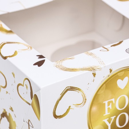 Box for 4 cupcakes with a window, "For You", 16 x 16 x 10 cm-3