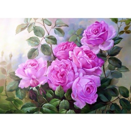Fabric-scheme for embroidery with ribbons on the Gabardin Karolinka "Triumph", 25x36 cm