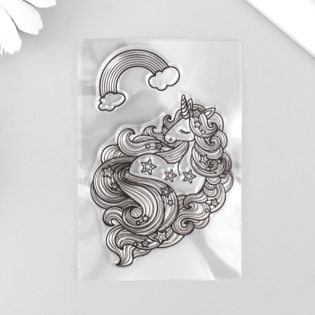 Stamp for creativity Silicon "Unicorn and Rainbow" 9x6 cm