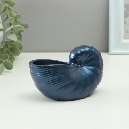 Gypsum vase decorative table "shell", for flowers, dried flowers, 8 × 13x7cm, dark blue