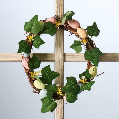 Wreath on the door interior "Easter testicles with leaves" d = 18 cm
