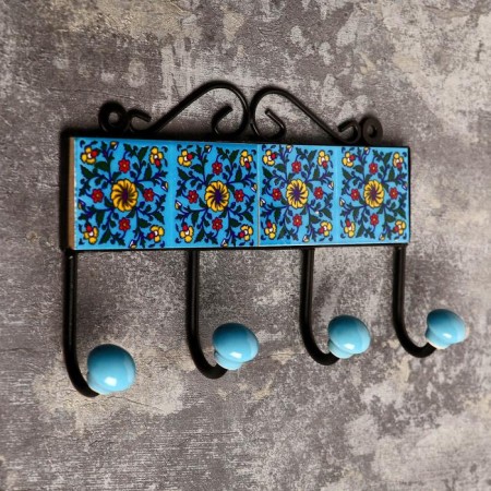Ceramics hooks, iron "Classic" (4 hooks) 20x5x13 cm mix-2