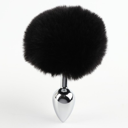 Anal traffic jam with a fluff of the oksa, silver sleeve 28 mm, tail 90 mm, black