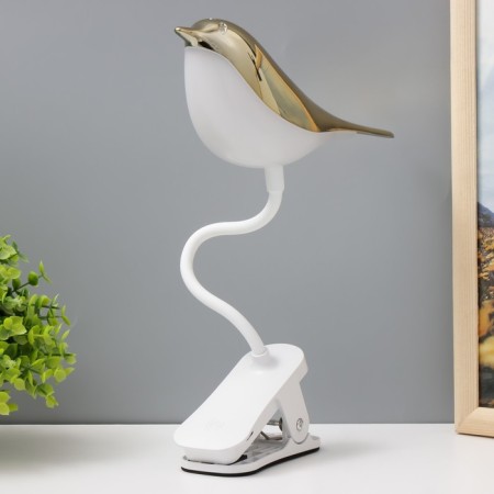 Table lamp on the clothespin "Bird" LED 3000-6000K 5W USB gold 20x7x34cm RISALUX-8