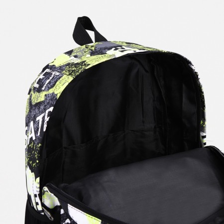 Youth backpack from textiles, 3 pockets, yellow/gray color-4