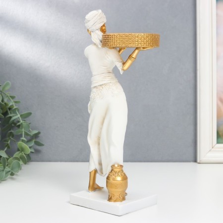 Souvenir Polystone Sight African D-5.8 cm, white with gold 7.5x8.7x25.2 cm-3