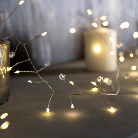 Girland "Mishura" 2 m dews with nozzles "Beads", IP20, silver thread, 100 LED, glow warm white, AAH3-1