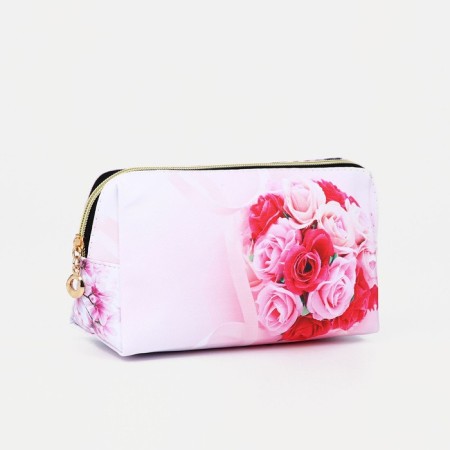 Cosmetic bag with lightning, white/pink color