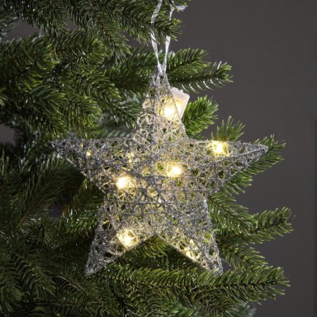 Silver light suspension, 20x20x5 cm, 10 LED, AG13x3 batteries (included), glow warm white