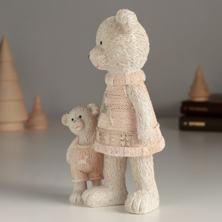 Polystone souvenir "Bear with a baby in pink sweaters" 9x7x16 cm-3