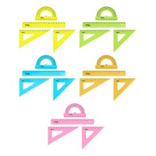 Drawing Istanm Small (ruler 16 cm, 2 triangles, transporter), transparent, neon colors, euro suspension, mix
