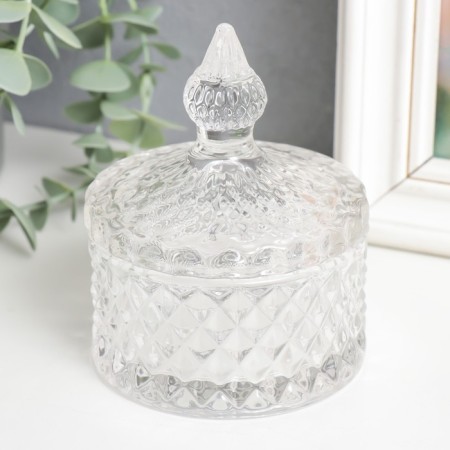 Casket Glass "Rombs and Dome" Transparent 10x8x8 cm