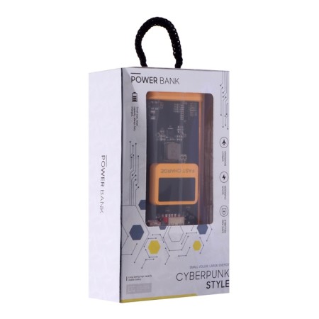 External battery CRR-30, 10,000 mAh, 2USB, 3A, display, QC, Cablepy-C+Lightning, yellow-8