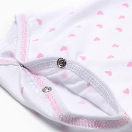 Body baby with long sleeve, white/heart color, height 74-3