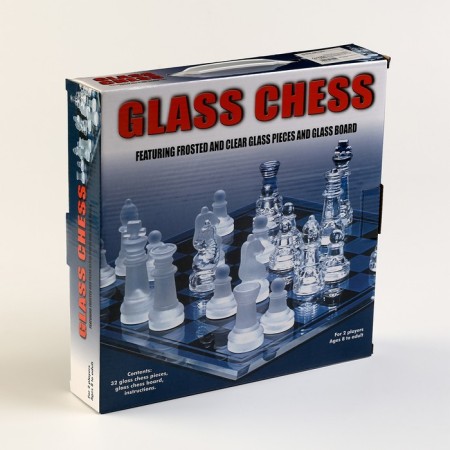 Glass chess, King 6 x 2 cm, paw 3 x 2 cm, board 24 x 24 cm-5