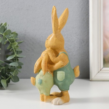 Souvenir Polystone "Papa Hare with a hare" 9,5x7x18 cm-2