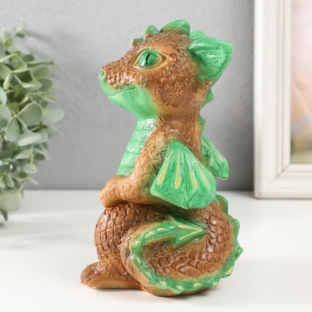 Piggy bank "Dragon" 18x10x10 cm, green-brown-3