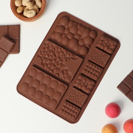 Chocolate chocolate form "Chocolate Assorted", silicone, 20 × 14.8 × 0.7 cm, 9 cells, brown color-1