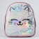 Baby backpack for girls Artificial leather, meow, cat, holography, 27x23 x 10 cm