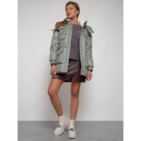 Winter jacket is women, size 44, the color is light green-16