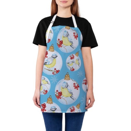 Apron kitchen with a photo print “Tits on a branch”, adjustable, size OS