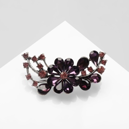 Brooch "Glass Flower", purple color in silver-1