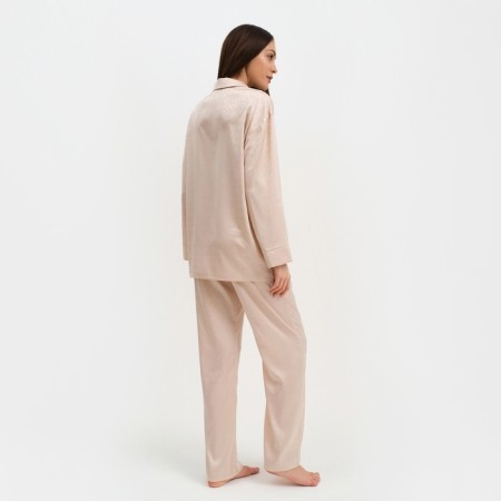 Female pajamas (shirt and trousers) KAFTAN "Triangles" Milk color, size 52-54-2