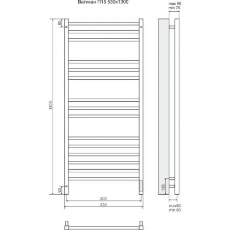 Terminus towel -sprayer "Vatican" P15, 500x1300mm, Sensor Quick Touch, Chrome-2