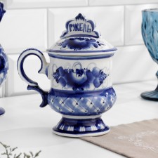 Gzhelskaya mug, Gzhel, porcelain, 17x10 cm