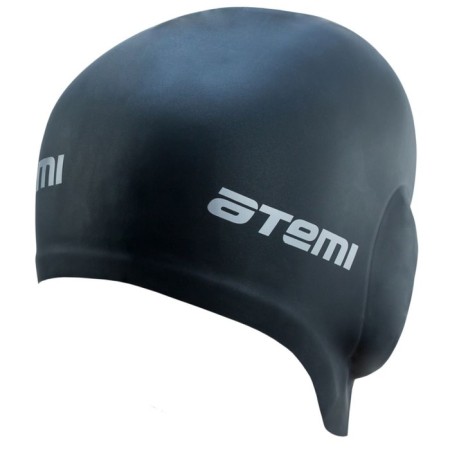 ATEMI EC101 swimming cap, silicone with “ears”, black color