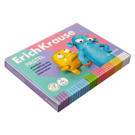 Plasticine 8 colors, 144 g, Erichkrause "Jolly Friends Pastel", with a stack, in cardboard packaging-10