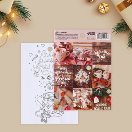 Paper stickers "New Year's miracle", with coloring, 11 x 15.5 cm, New Year-1