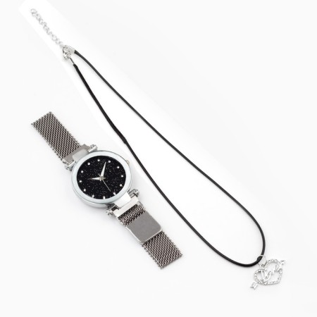 Women's gift set LOVE 2 in 1: wrist quartz clock, pendant, D-3.8 cm-1