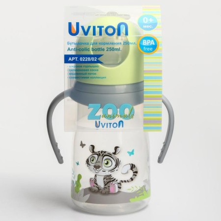 A bottle for feeding, wide throat, Ø50mm, 250ml. Zoo, Mix color-8