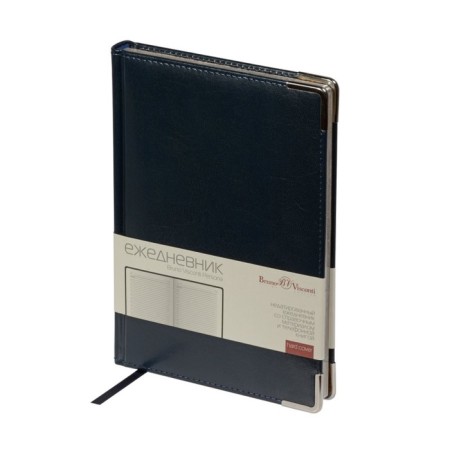 Diary of Leduced A5+, 136 Persona sheets, solid cover, recited leather, lies, silver sight, beige unit 70 g/m2, blue-1